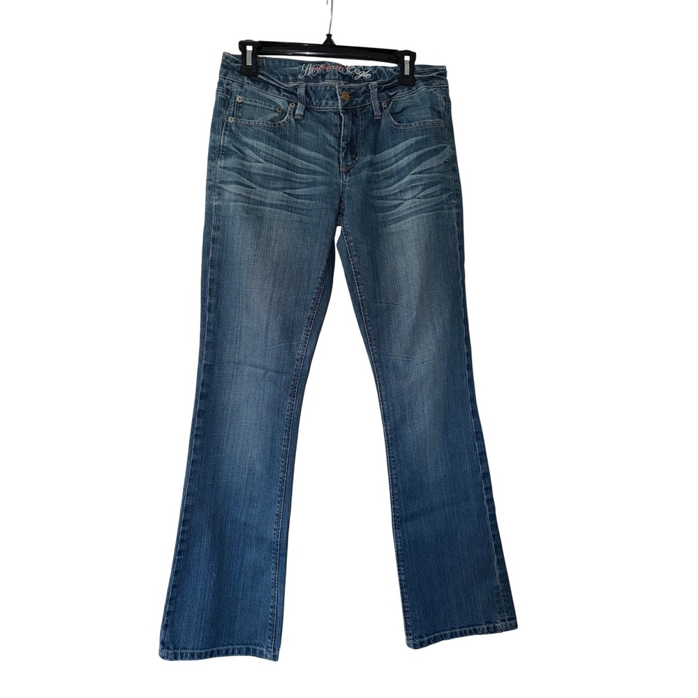 American Eagle Womens 6 Reg Bootcut Jeans Medium Wash Blue Stretch Denim
